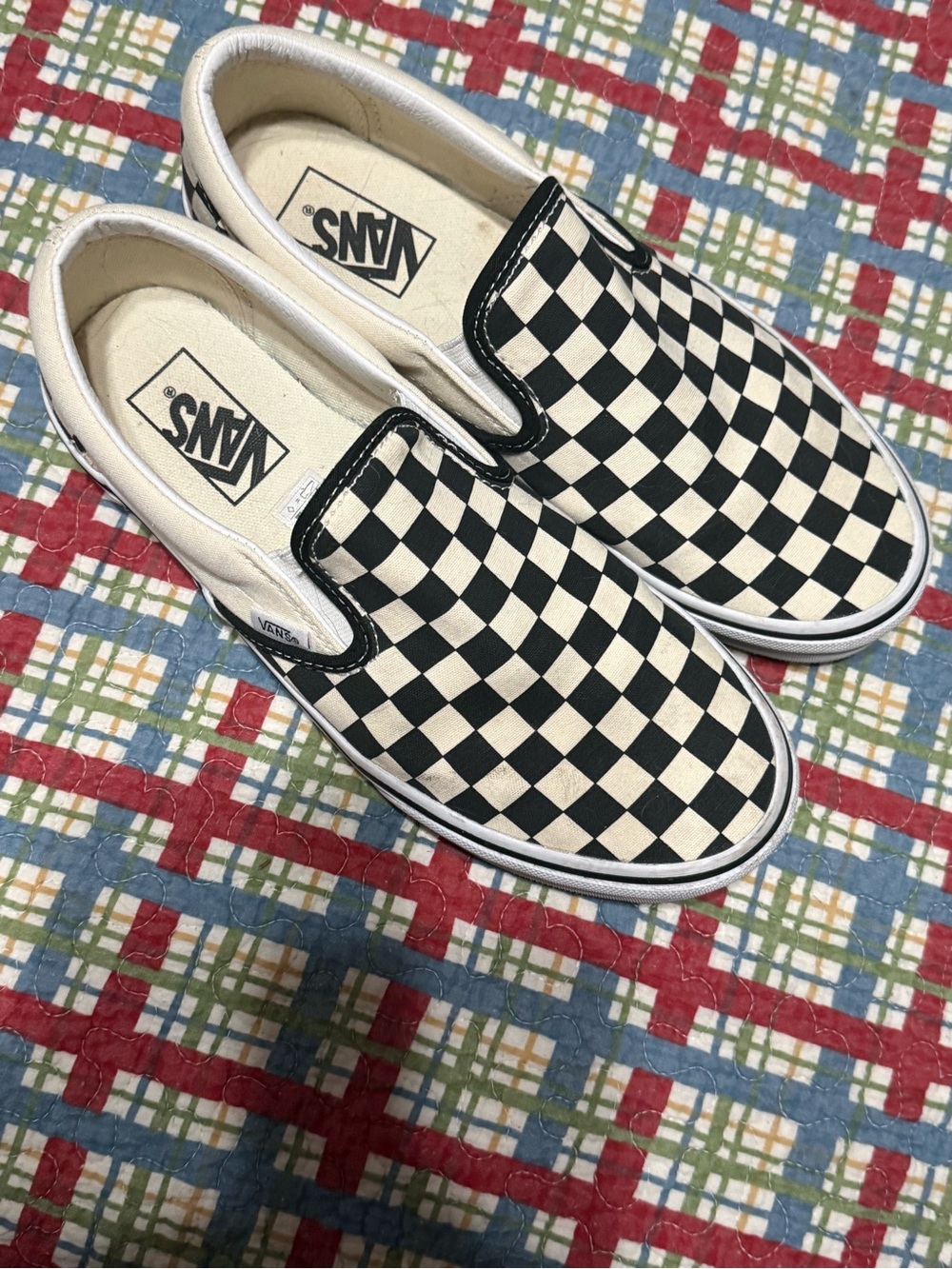Vans Slip-On Checkerboard Sneakers - Black & White